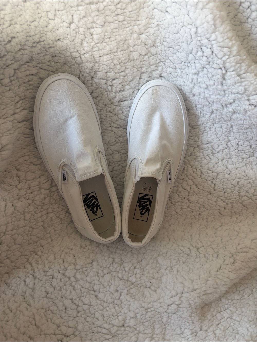 Vans White Canvas Slip-On Shoes